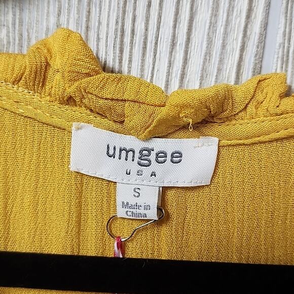 UMGEE Yellow Sleeveless Tierred Mini Dress Womens Size Small NEW - Picture 4 of 9